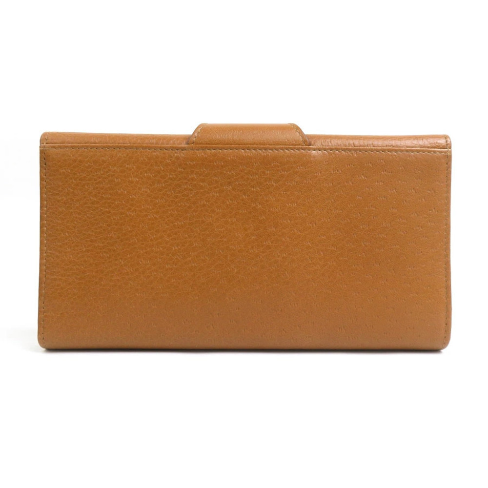 Salvatore Ferragamo fold Tri Leather Long Gold Gancini Wallet Brown Gold Brown
